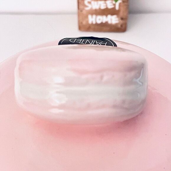 NWT LUNA & SAGE Gorgeous Macaron Pink White Glossy Ceramic 7”Canister Jar w Lid - Picture 12 of 16